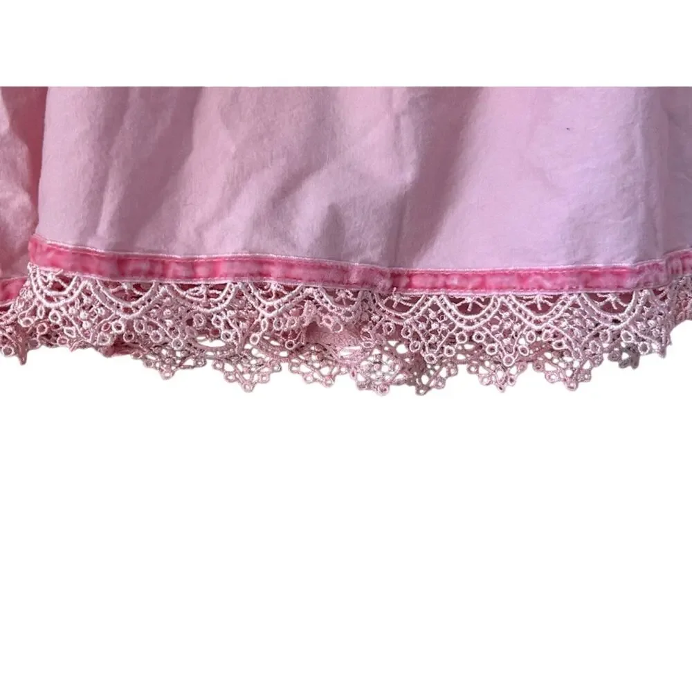 Dollcake pink long sleeve smocked girls faith dress floral rose sz 8 100% cotton